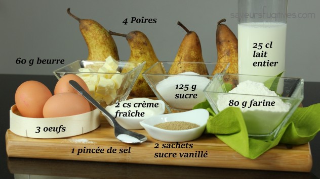 Ingrédients: CLAFOUTIS AUX POIRES Ingrédients