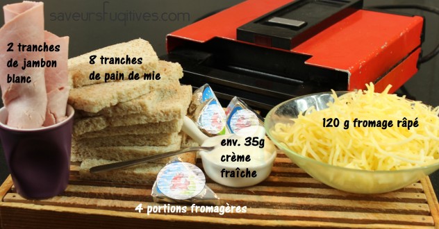 Ingrédients: CROQUE-MONSIEUR aux portions fromagères